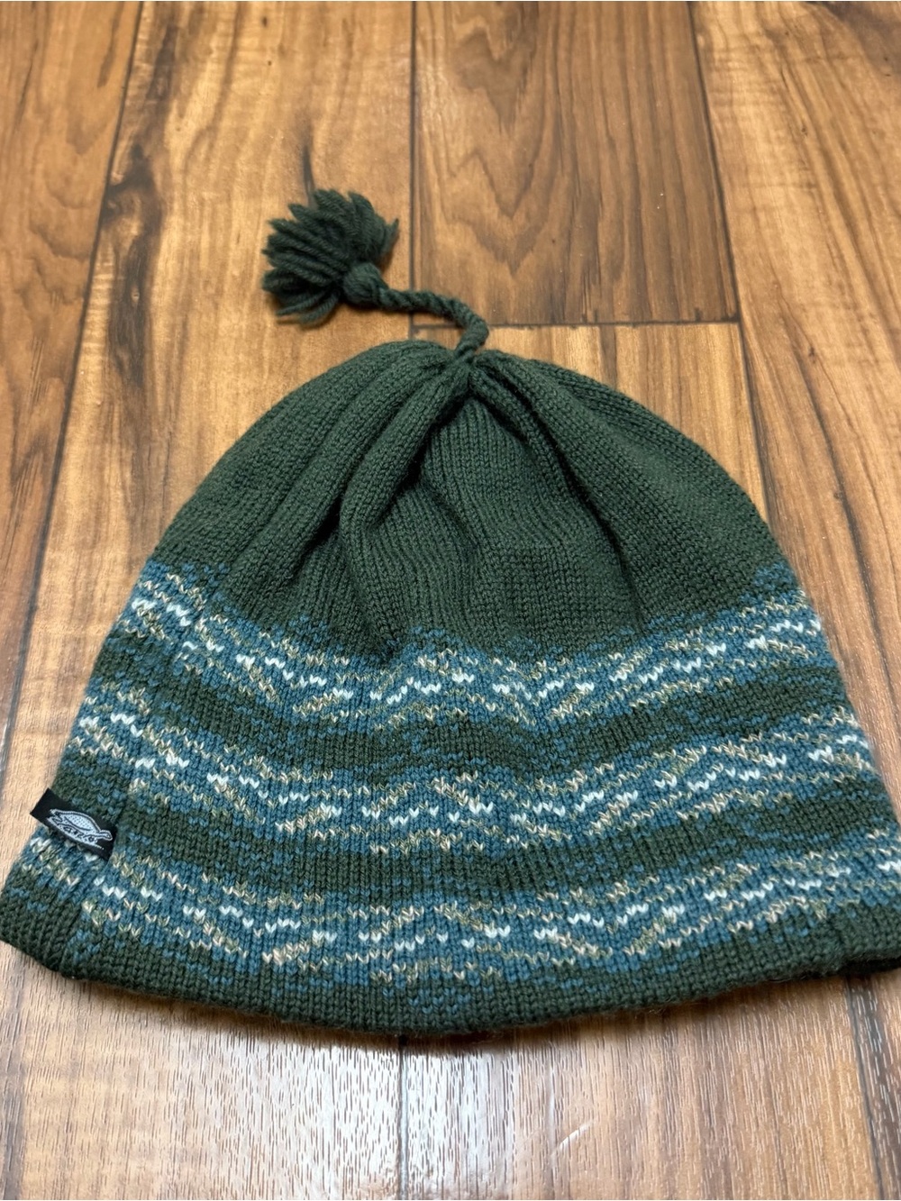 Vintage Turtle Fur Wool Beanie Nordic Tassel Patterned USA Made Wool Ski Snow